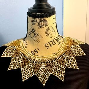 2 X 30 Handmade Necklace, Chakira Necklace, White and Gold Necklace